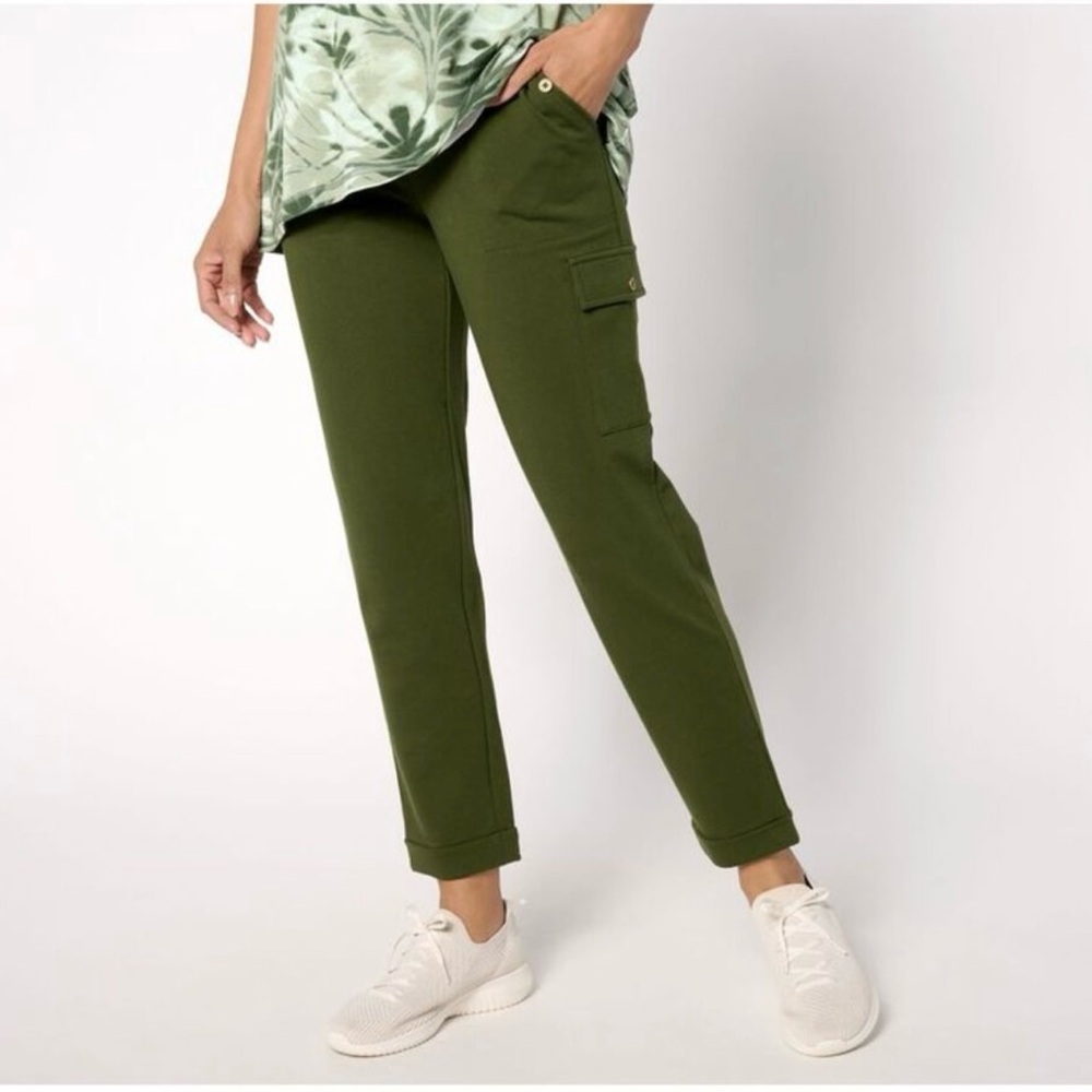 NWOT Sport Savvy Women's Pants 1X French Terry Tapered leg in Green